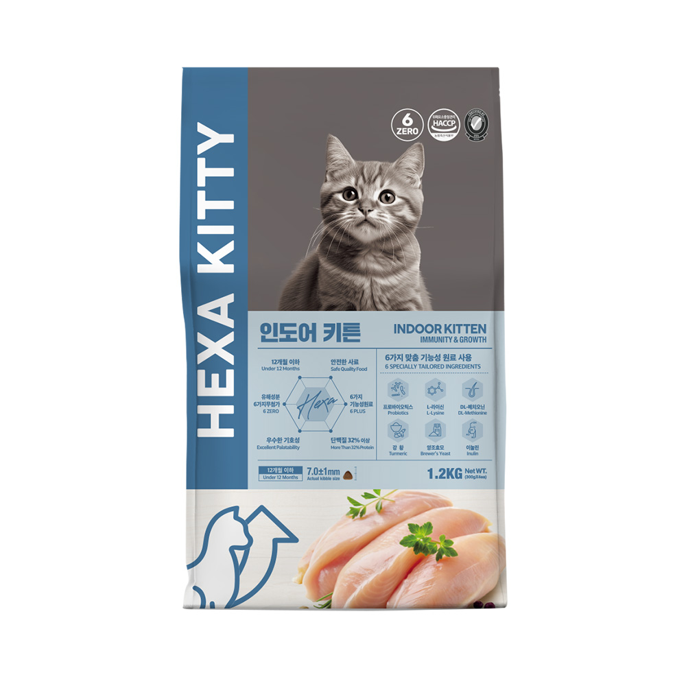 [닭가슴살 4p]+ 헥사 키티 고양이 기능성 인도어 키튼, 1.2kg, 1개 - 상품 이미지