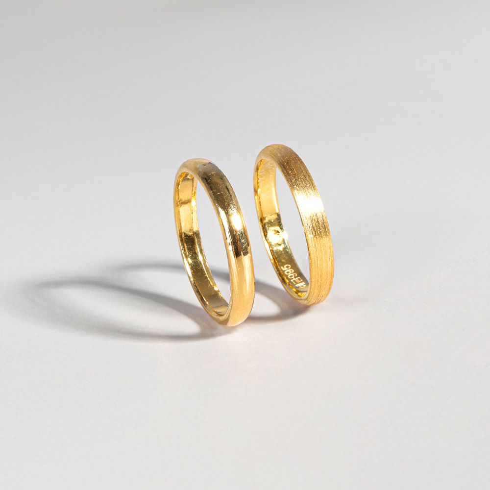 24K 순금 라운드 엥게이지 반지 유광 무광 쓰지 베이직 커플링 쌍지 가락지 결혼 선물