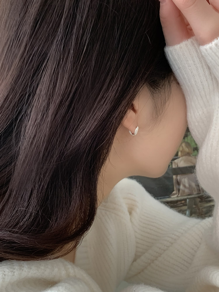 [무배] 셀프러브 브러쉬 하트 원터치 이어링 - 925실버 무광 매트 볼드 미니 은링귀걸이 이미지 6