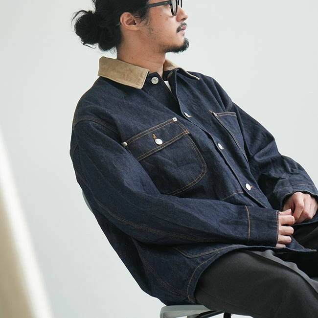 오어슬로우 orslow 루즈핏 커버올 데님 워크 자켓 원워시 01-6034-81 - 상세 이미지 2