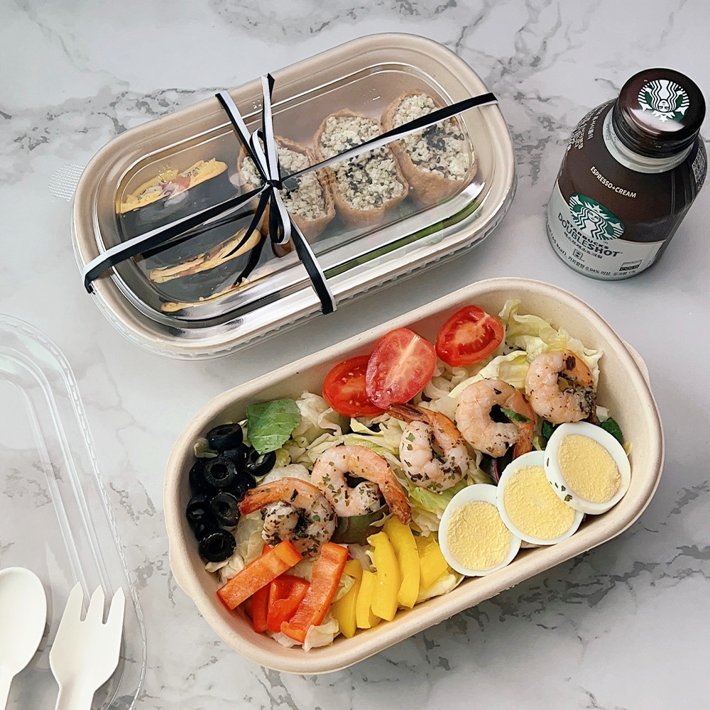 일회용 펄프 포장 용기 도시락 샌드위치 케이스 김밥 샐러드용기 50세트 - 상세 이미지 2