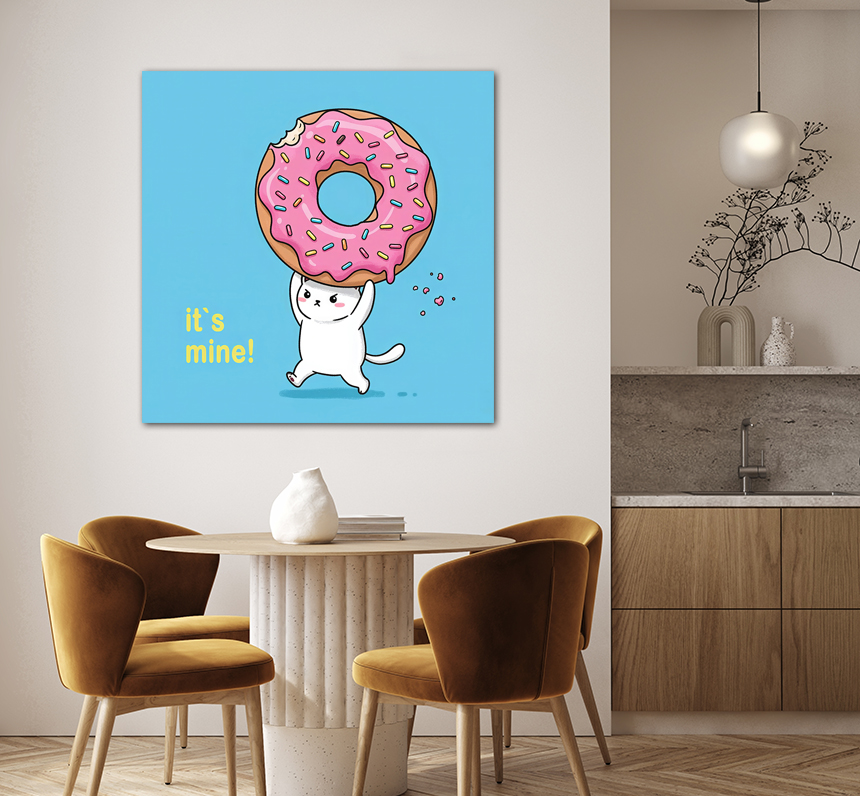 도넛큰 고양이 그림 거실 액자 아이방 현관 카페 팝아트 소형 - 상세 이미지 4