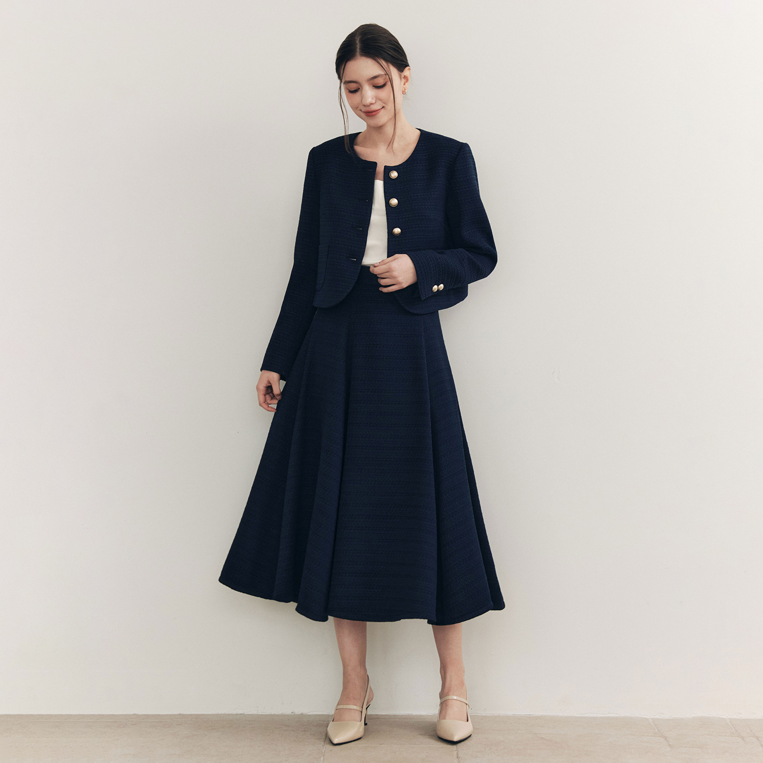 [제로스트릿] 아이비 트위드 롱 스커트 IVY TWEED LONG SKIRT / NAVY - 상세 이미지 2
