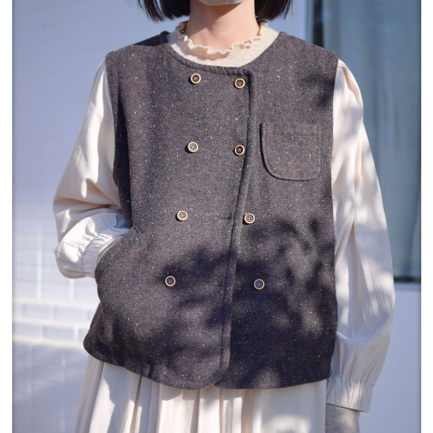 모직조끼 여성 니트조끼 가을 미시옷