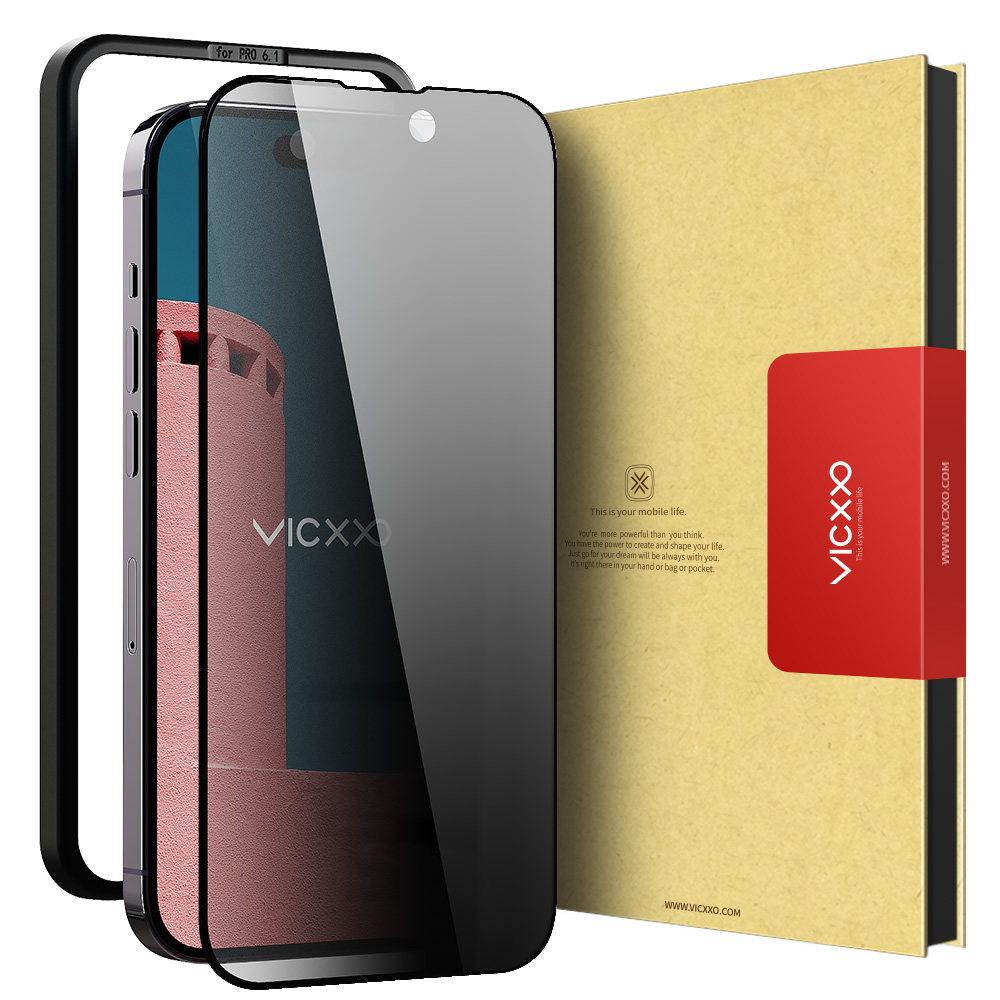 빅쏘 4D 사생활보호필름 강화유리 아이폰14 프로 맥스, 1매입