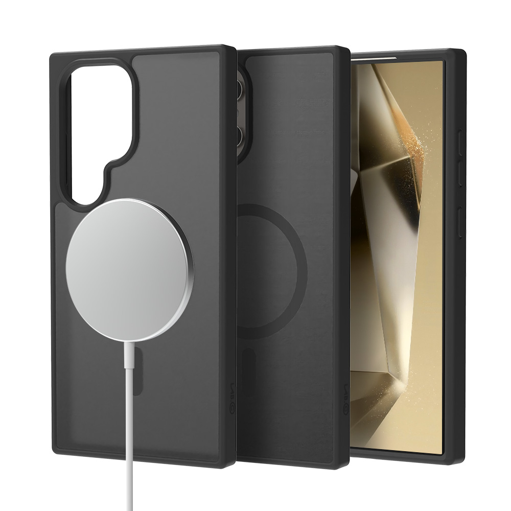 랩씨 지문방지 맥세이프 케이스 최강 2배자력 변색방지 마그넷 커버 매트 블랙, 갤럭시S24 울트라