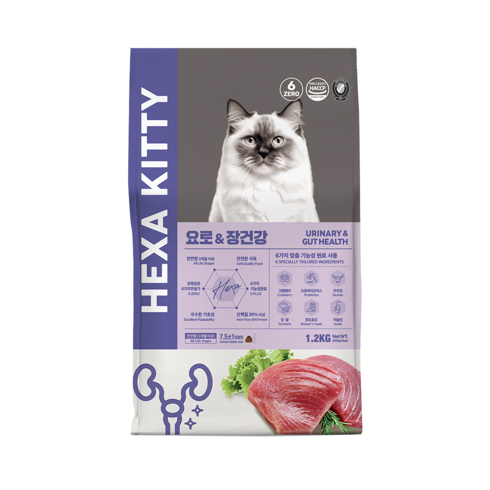 [닭가슴살 4p]+ 헥사 키티 고양이 기능성 요로 장건강, 1.2kg, 1개 - 상품 이미지
