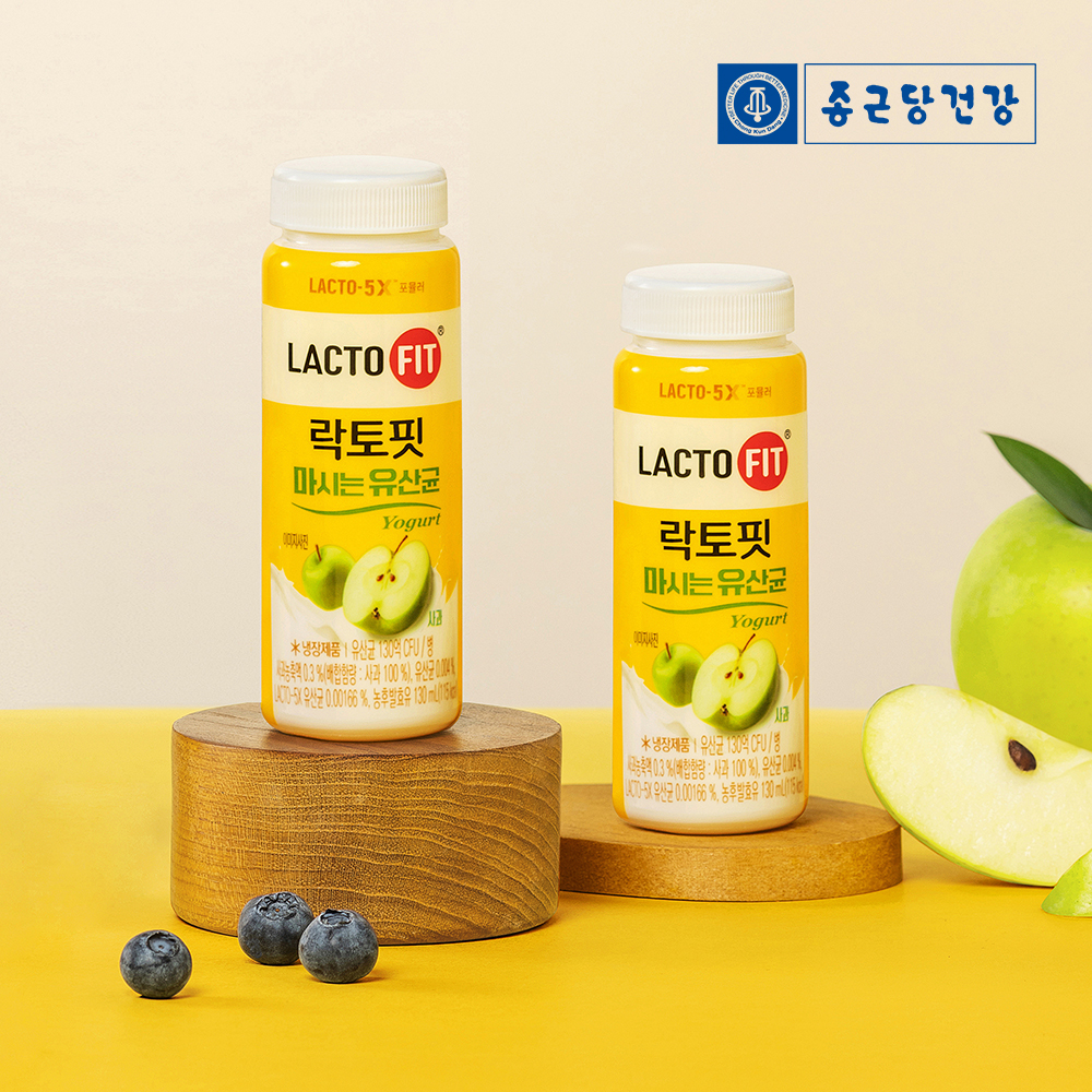 종근당 건강 락토핏 마시는 유산균 사과 130ml 농후발효유 12개입