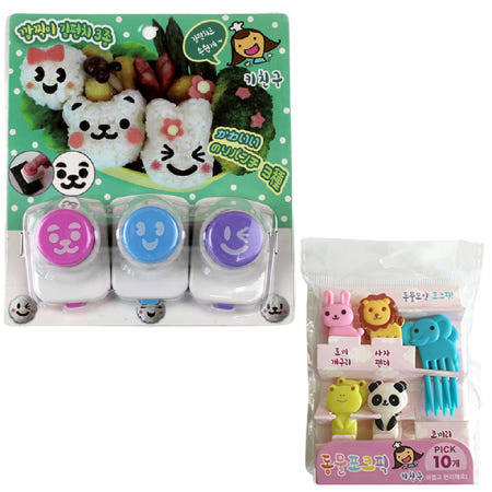 키친구 키친구 깜찍이 김펀치 3종세트 + 동물 포크픽 5종 x 2p 세트