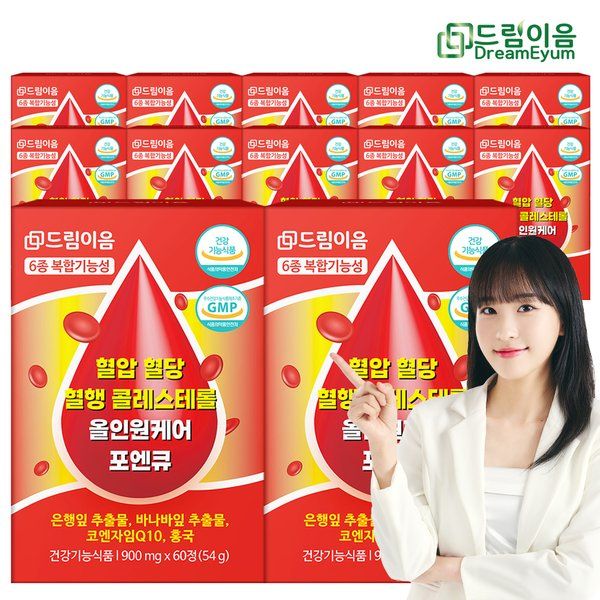혈압 혈당 혈행 콜레스테롤 올인원 케어 포엔큐 코엔자임Q10 바나바잎 은행잎추출물 홍국 12박스 : LifeCARE