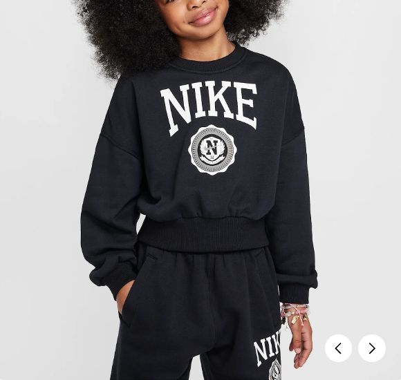 나이키 스포츠웨어 클럽 주니어(여아) 프렌치 테리 크루넥 셔츠 D5 HJ3373-010