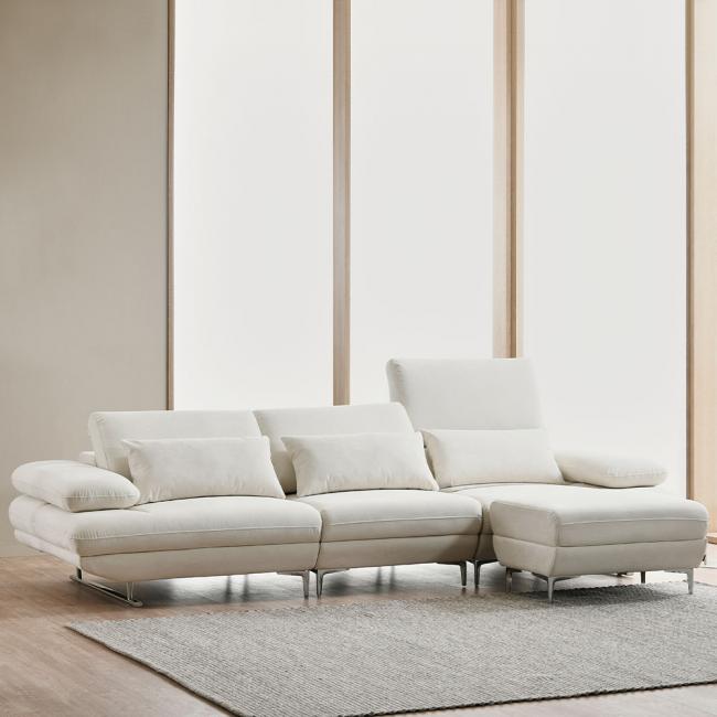 스코나 보르센 세투스 아쿠아텍스 패브릭 스윙 소파 스툴포함, 크림화이트, 4인용