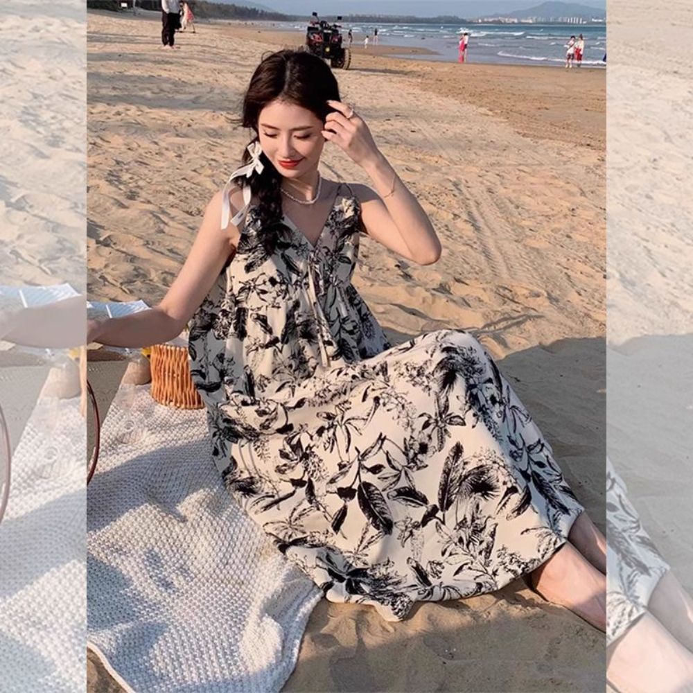바캉스룩 여자 점프수트 팬츠 종아리아래멜빵 점프슈트 데님 멜빵바지 오버롤 와이드 여성 여름 수묵화 S - 상세 이미지 4