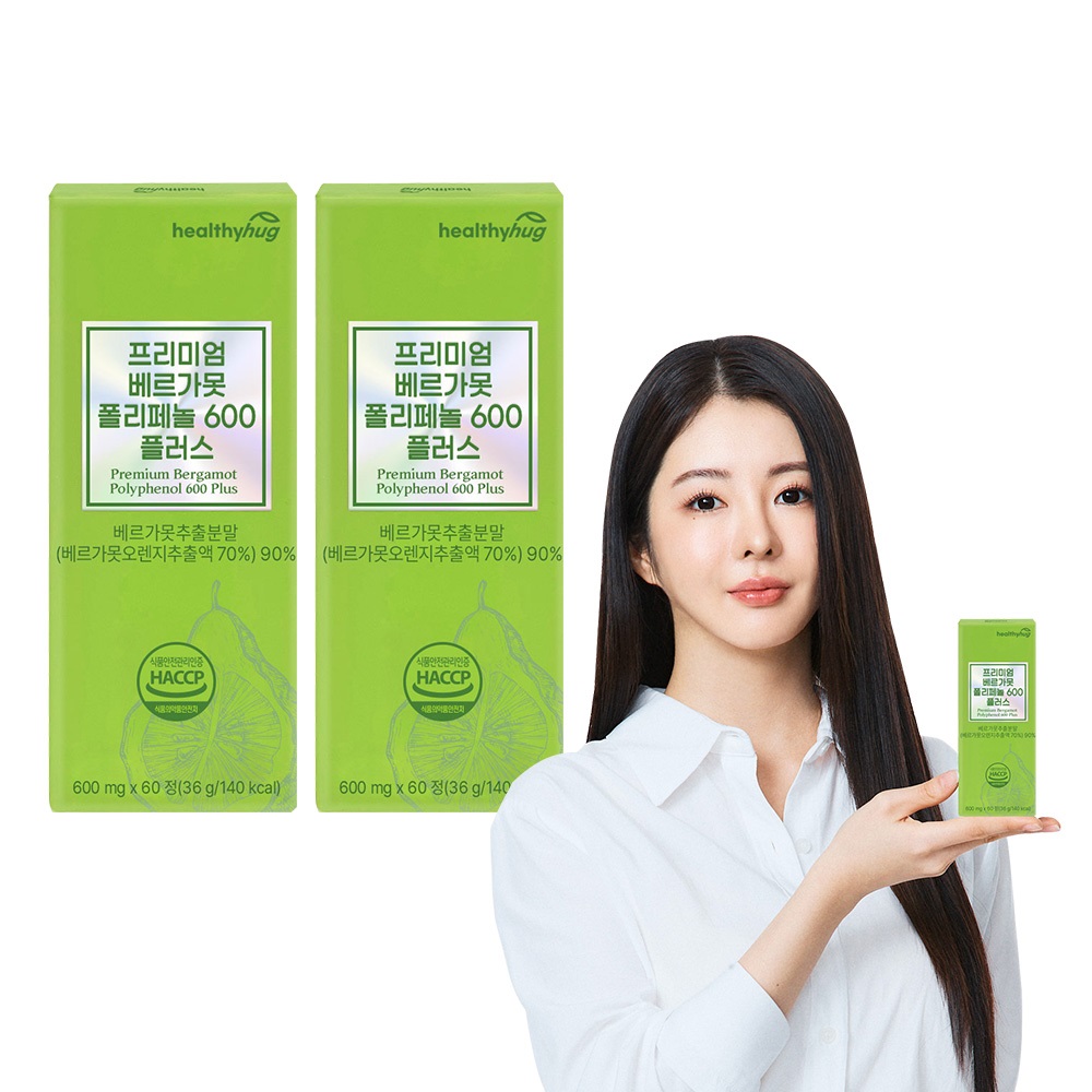 헬씨허그 프리미엄 베르가못 폴리페놀 추출물 600 플러스 60정, 2개 - 메인 이미지