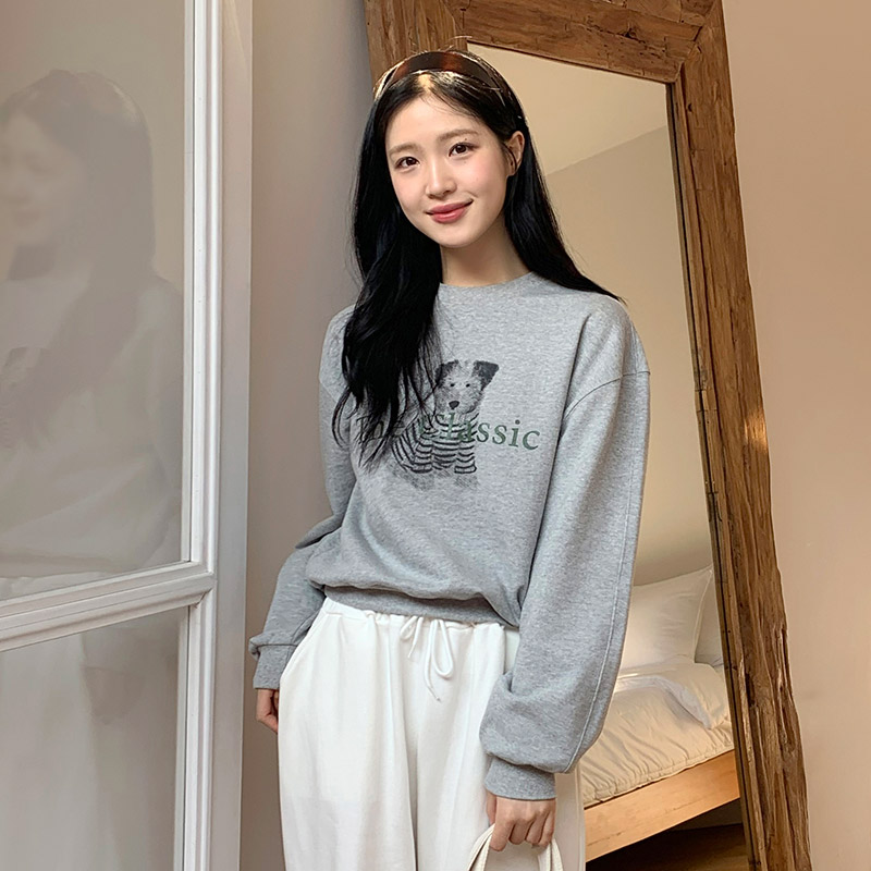 클래식 강아지 프린팅 루즈핏 맨투맨 ts4366 - 상세 이미지 5