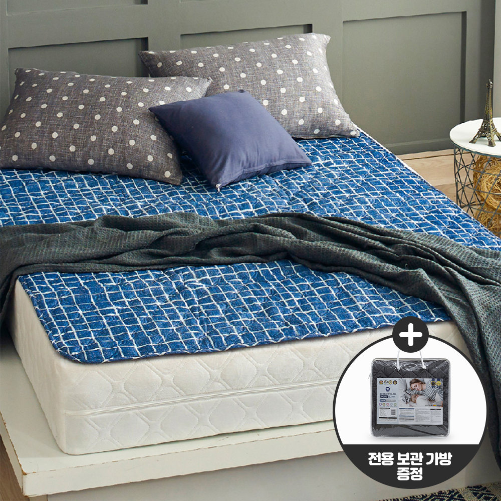 곰표한일 워셔블 전기요 온열매트 캠핑 스퀘어블루 더블
