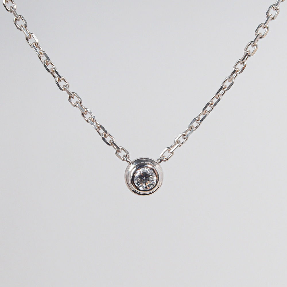 천연 다이아 2.8mm 미니 베젤 라운드 목걸이 데일리 이미지 7