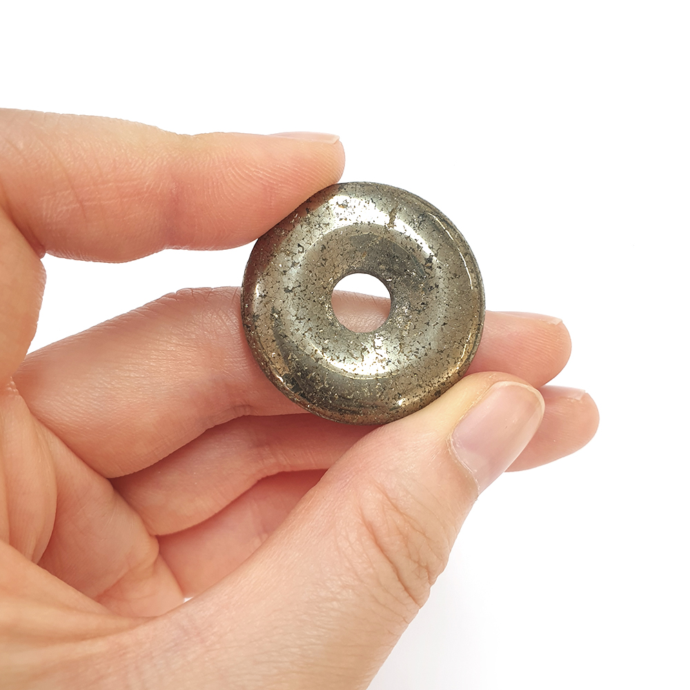 젬스톤 원석 목걸이 남녀공용 도넛모양 토러스 3cm 파이라이트 - 상세 이미지 3