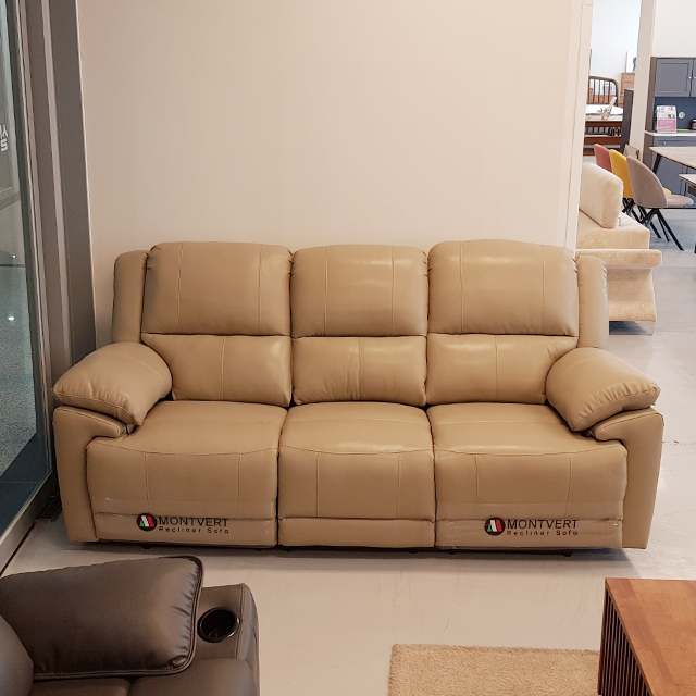 스코나 생트마리 이태리 천연 면피가죽 리클라이너 소파 스툴미포함, 진네이비머드, 3인용