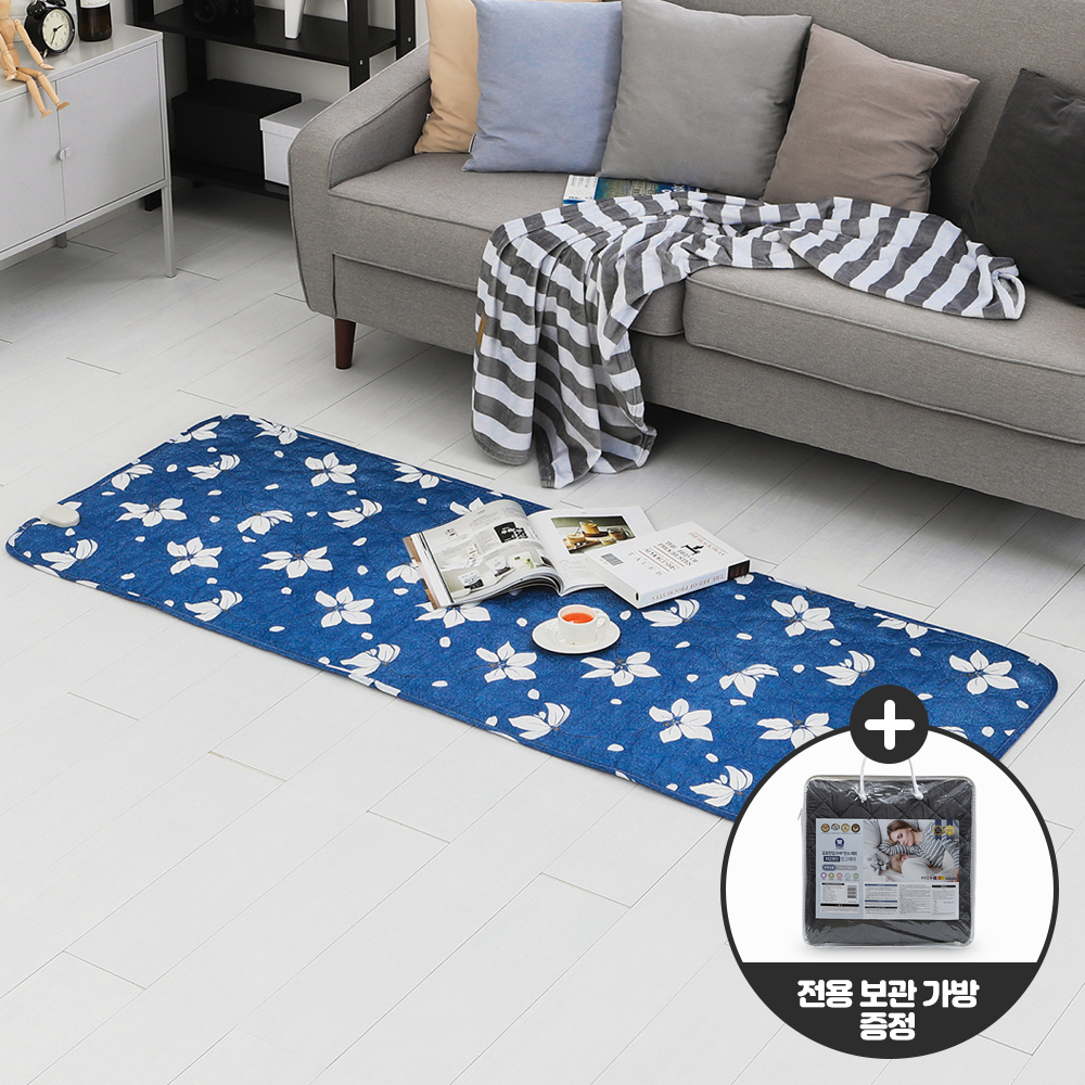 곰표한일 워셔블 전기요 온열매트 캠핑 플로라블루 미니싱글