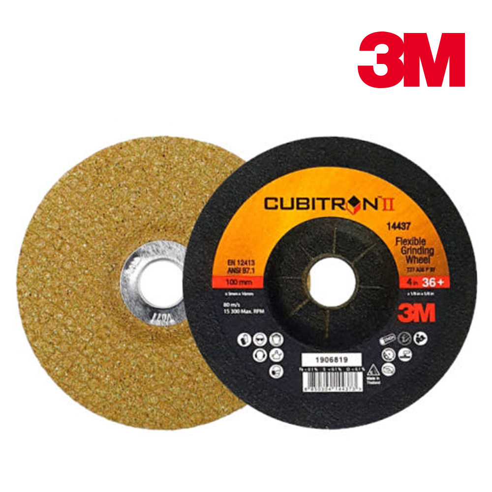 3M 큐비트론2 14437 황금돌 100mm 옵셋 연마석 그라인더날 스틸 스텐 겸용 36방 이미지 1