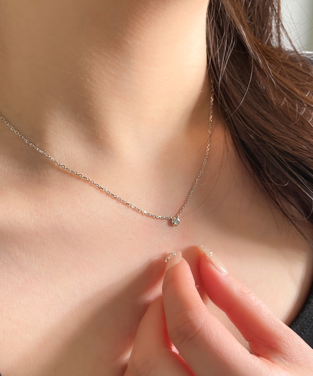 2.8mm 랩 다이아 미니 베젤 라운드 목걸이 데일리 - 상품 이미지