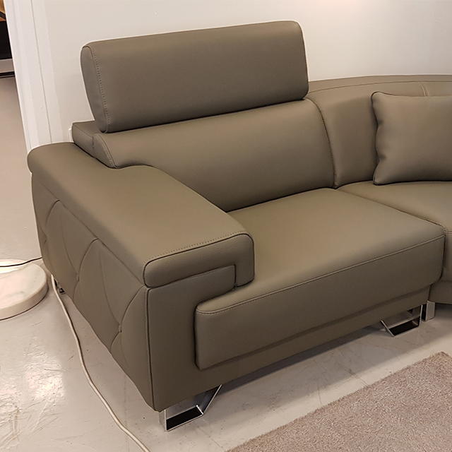 스코나 토피카 나파 가죽 헤드틸팅 코너형 소파 카우치 스툴미포함, 머드그레이, 6인용