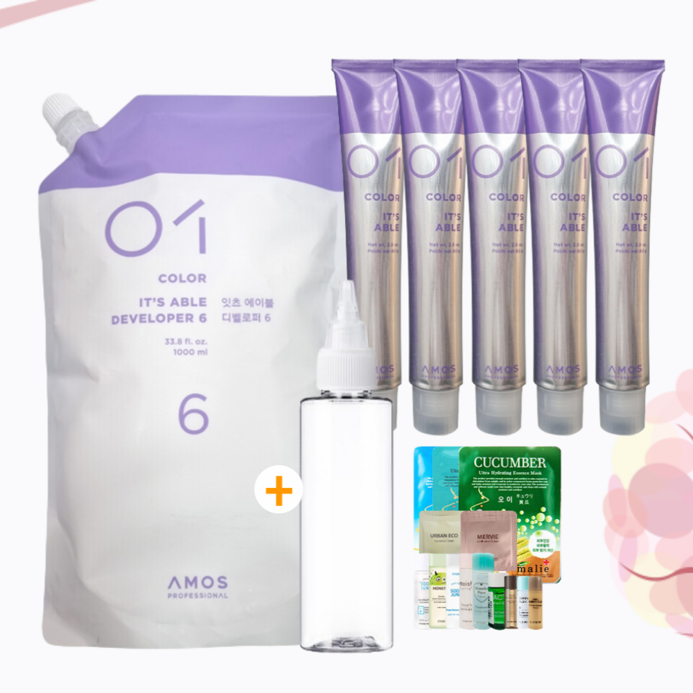 아모스 잇츠에이블 염색약 5개 + 디벨로퍼(산화/탈색)+80ml용기+ 랜덤1 - 상품 이미지
