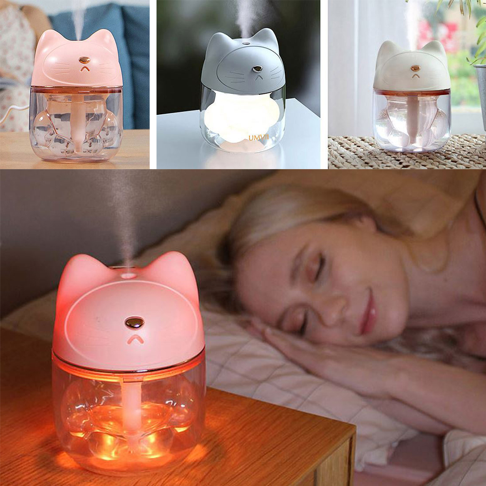 귀여운 고양이 가습기 깜찍한 저소음 usb 미니 무드등