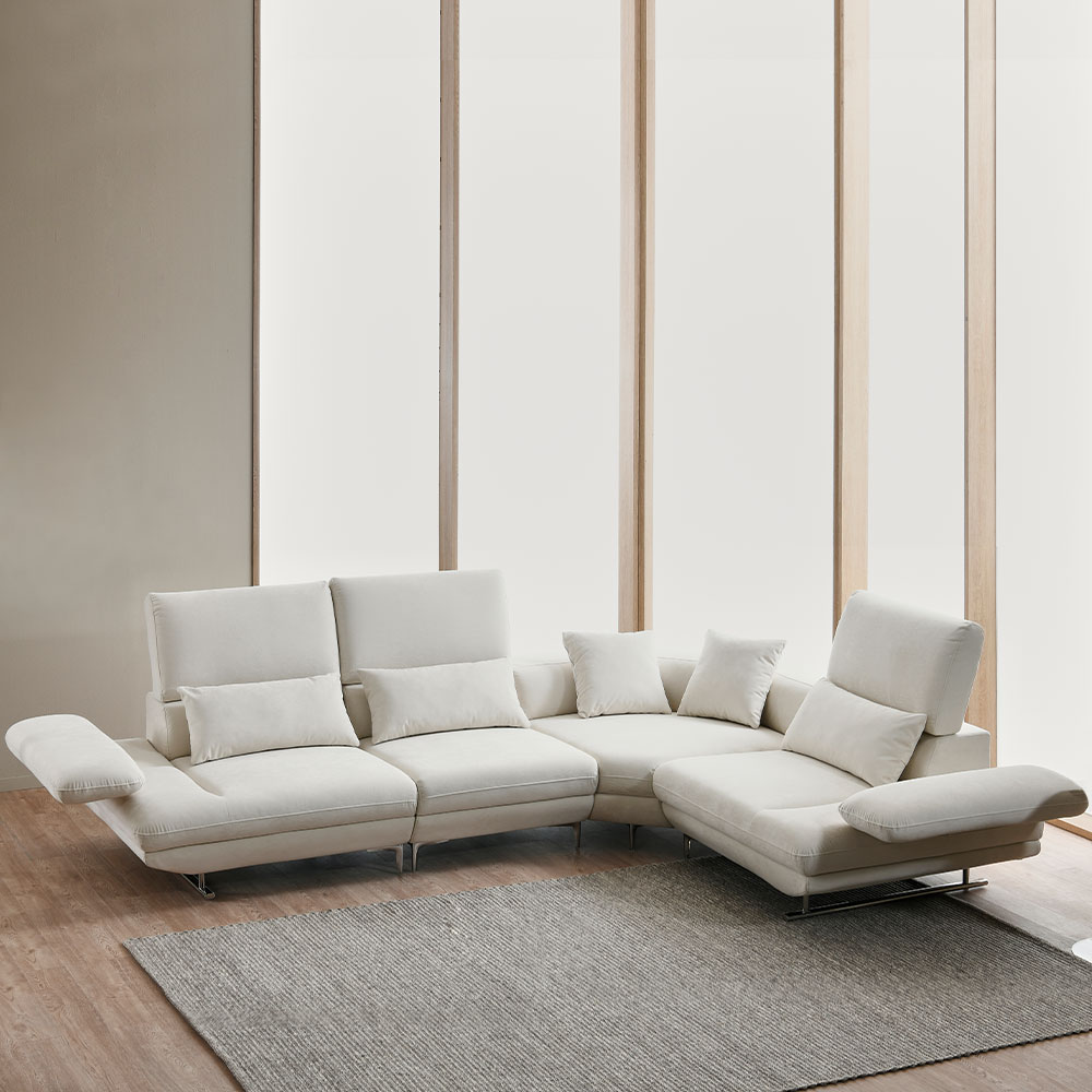 스코나 보르센 세투스 아쿠아텍스 패브릭 스윙 소파 스툴미포함, 크림화이트, 5인용