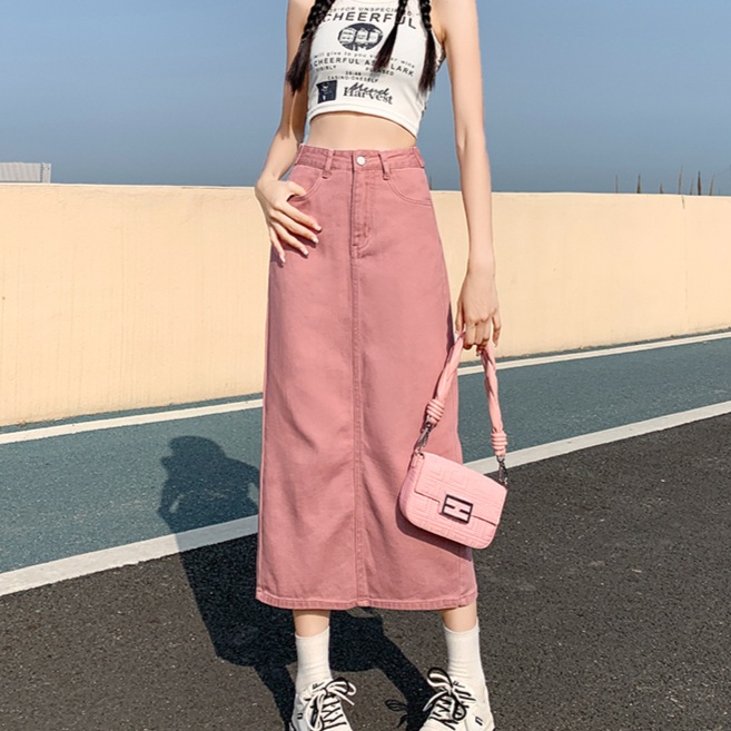 하이웨스트 뒷트임 빈티지 데님 롱 스커트 레트르 블루 XS - 상세 이미지 3