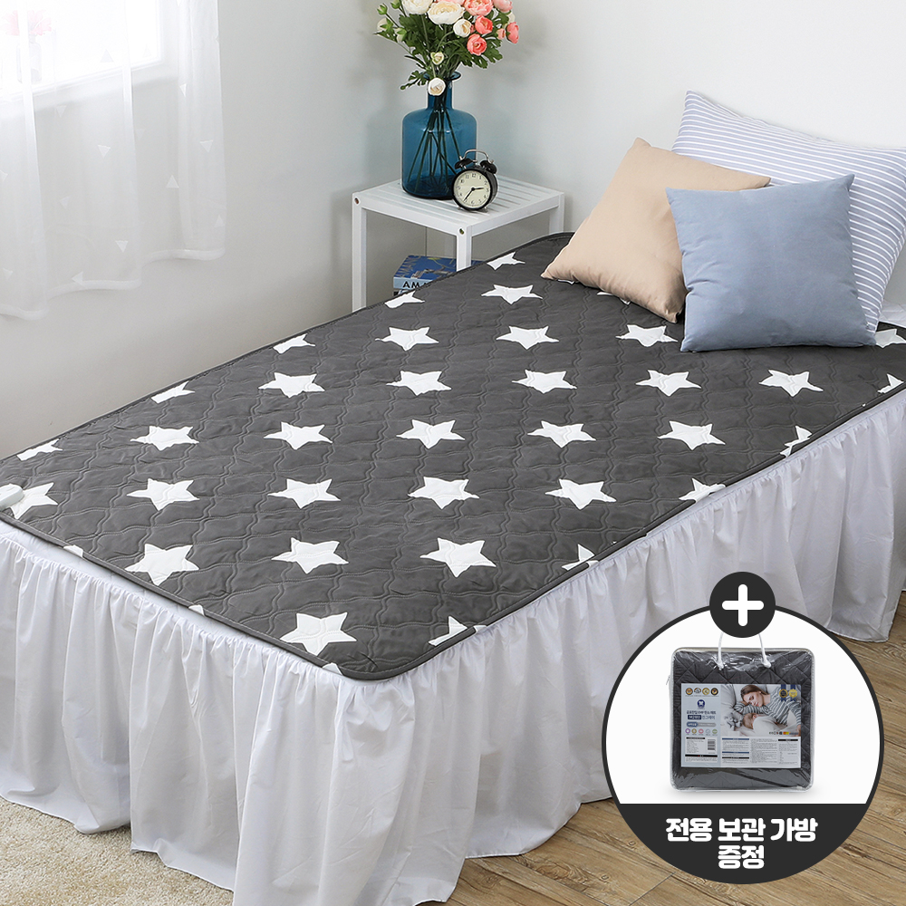 곰표한일 워셔블 전기요 온열매트 캠핑 스타블랙그레이 싱글