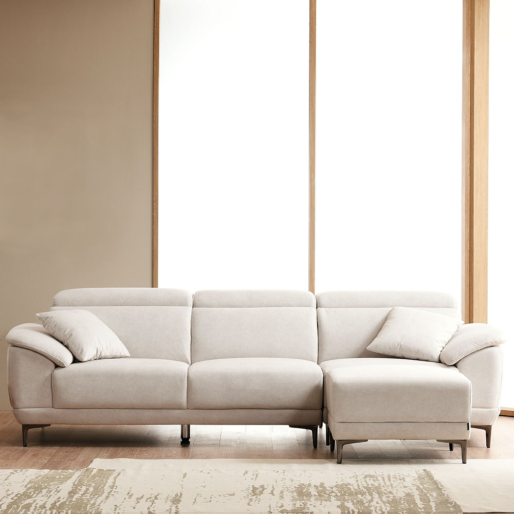 스코나 오크브 조야 아쿠아텍스 이지클린 패브릭 소파 스툴포함, 크림베이지, 4인용