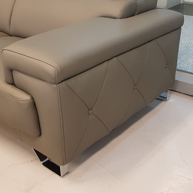 스코나 토피카 나파 가죽 헤드틸팅 코너형 소파 카우치 스툴미포함, 머드그레이, 6인용