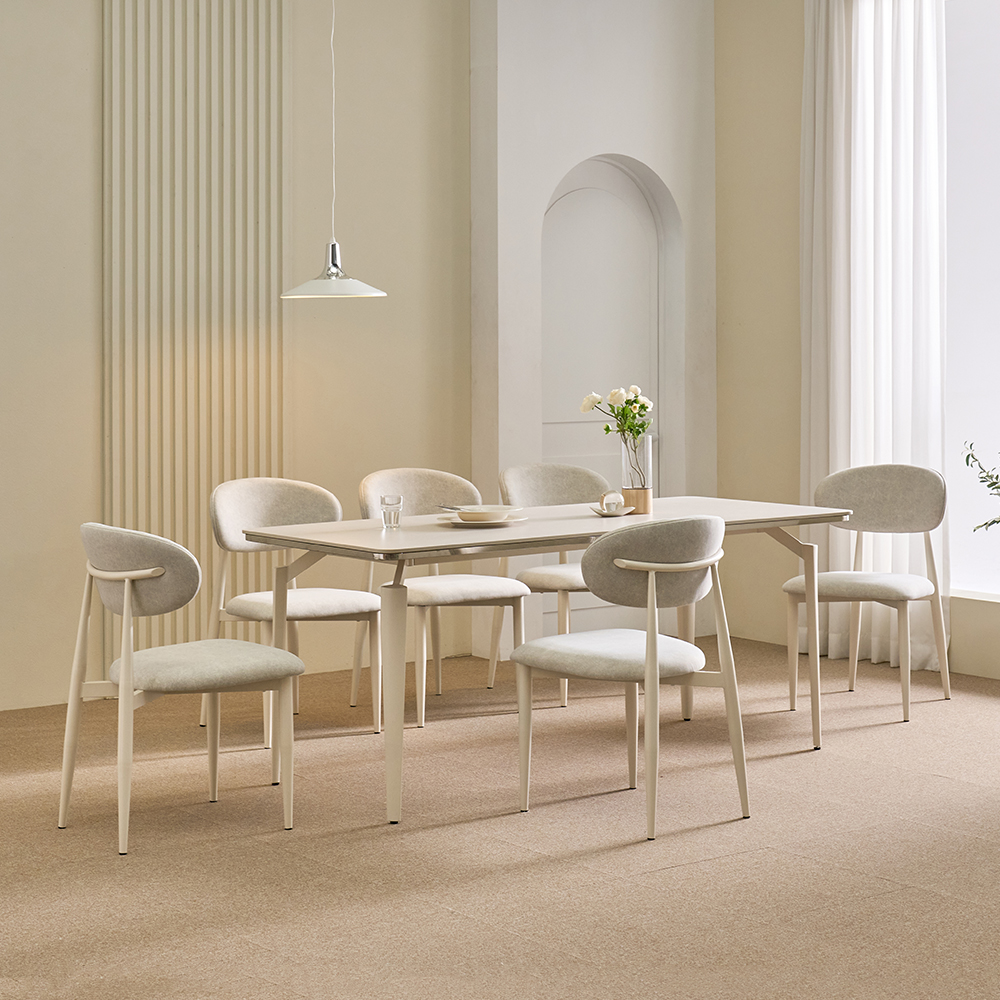 브린 1800 6인용 세트 다이닝 테이블 포세린 세라믹 식탁 의자6