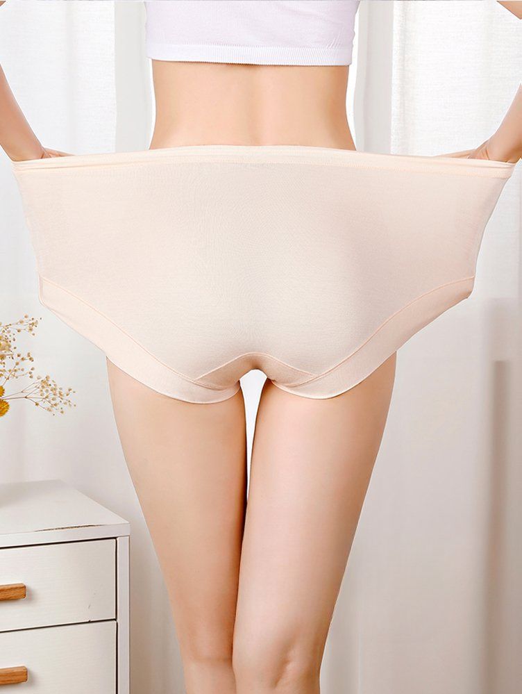 대형 특대 여성팬티 노라인 순면 웨이스트 여자 삼각팬티 편한 인견 중년 빅사이즈 속옷 세트 밝은 레드 4종 3XL (75-90kg) - 상세 이미지 5
