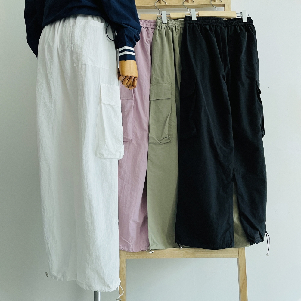 바스락 카고 와이드 조거팬츠 통바지 여성 밴딩 키작녀 키큰여자 팬츠 - 상세 이미지 5