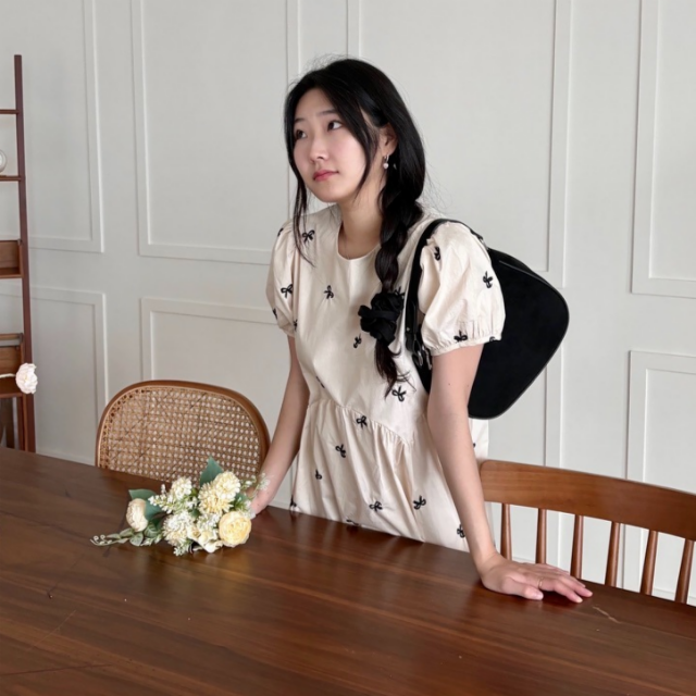 여름 휴양지 반팔 롱 빅사이즈 임산부원피스 자수원피스 이미지 8