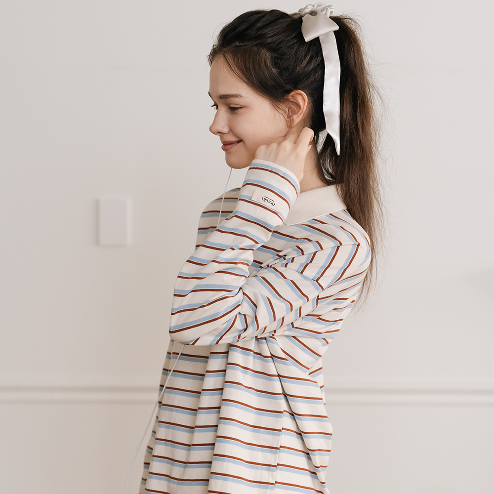 [베이직 잠옷] 슬림9 캐주얼 럭비 롱슬리브티 잠옷 긴팔티 - 상세 이미지 3
