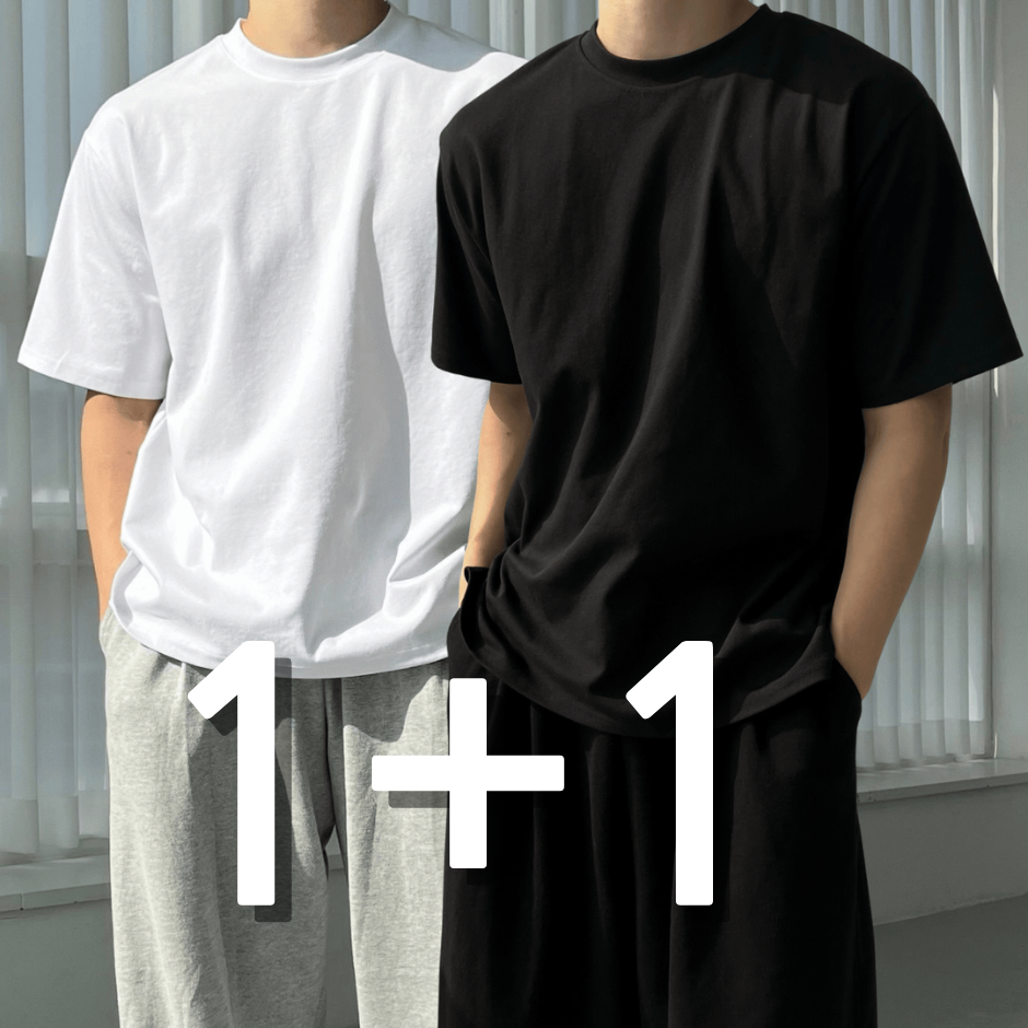 1+1 두꺼운반팔티 10수반팔티 남자레이어드 남자흰티 제품 이미지