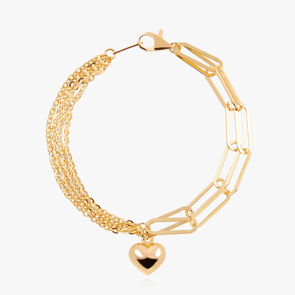 14K 18K 에스푸아 클립 레이어드 체인 금 팔찌