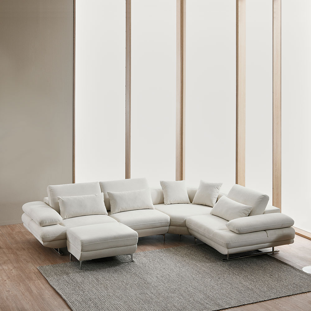 스코나 보르센 세투스 아쿠아텍스 패브릭 스윙 소파 스툴포함, 크림화이트, 5인용