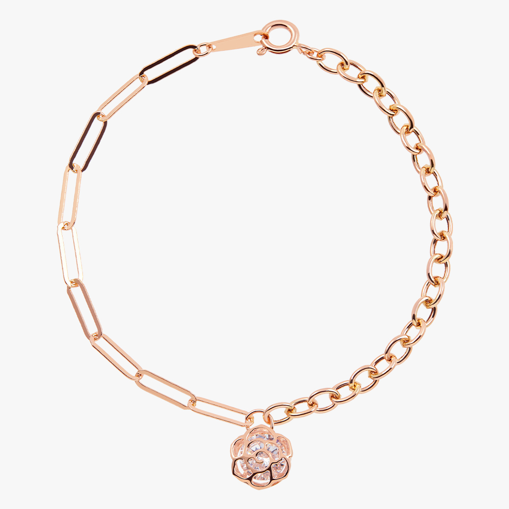 [네이버단독]14K 브리앙뜨 로제 플라워 체인 금 팔찌