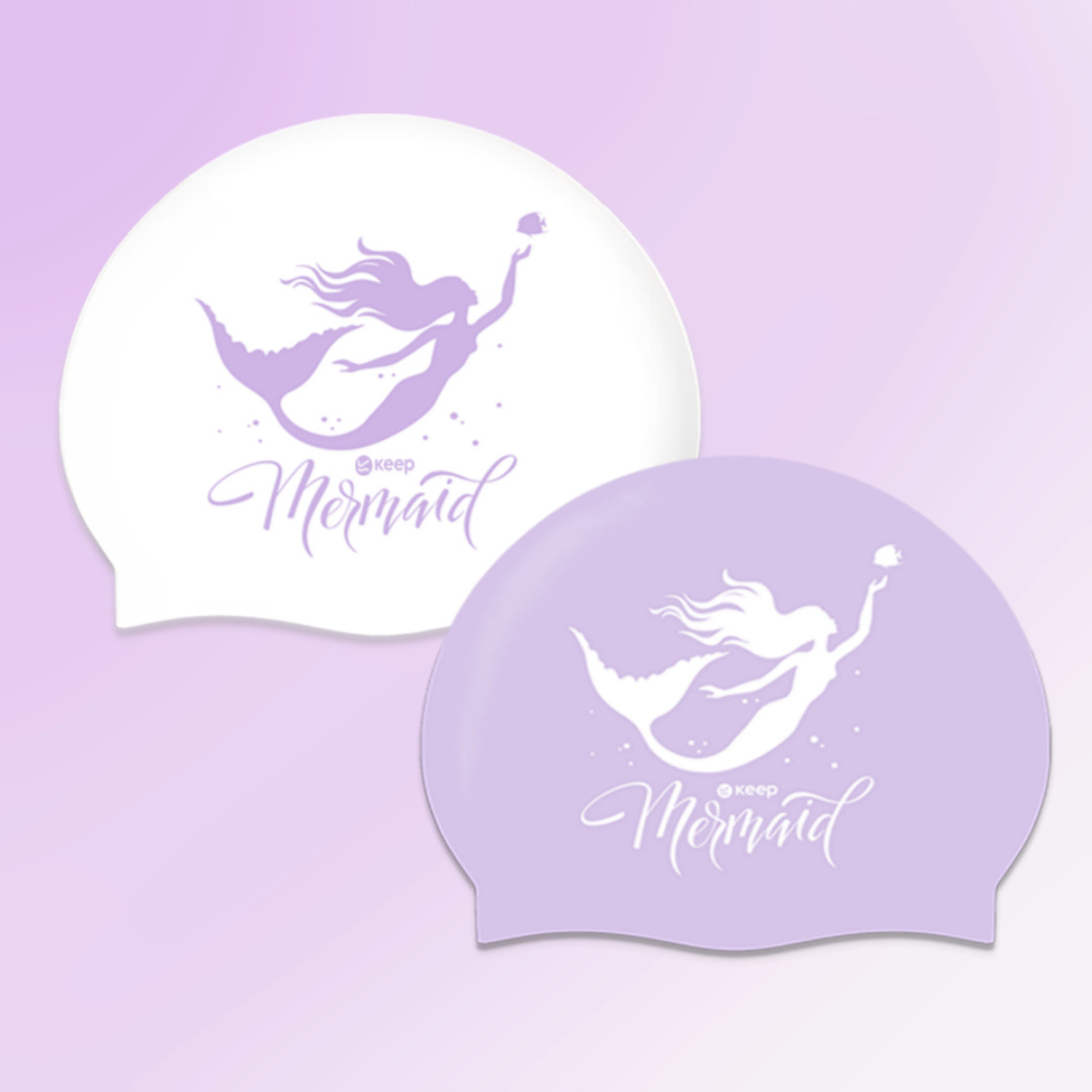 머메이드 수모 실리콘 수영모자 컴포트캡 인어공주 라벤더 연보라 예쁜 러블리 여자수모 파스텔 제품 이미지