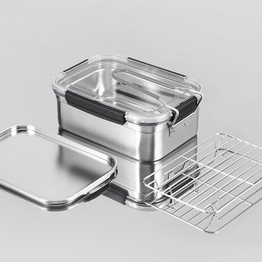 브리즈문 국산 포스코 304J1 스텐 캠핑 반합 휴대용 사각냄비 코펠 식기 풀세트 1.6L