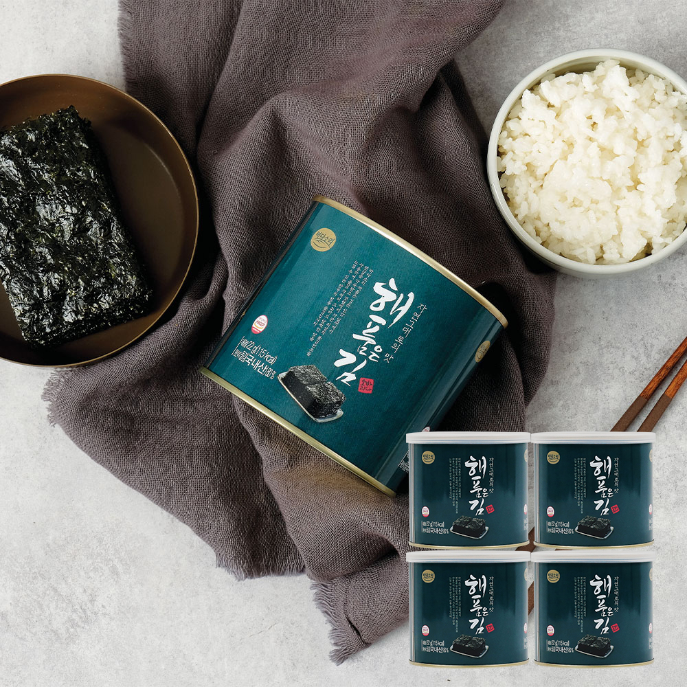바다소리 초사리 잇바디돌김 곱창김캔 해품은김 22g 4캔 안짠 깡통 김