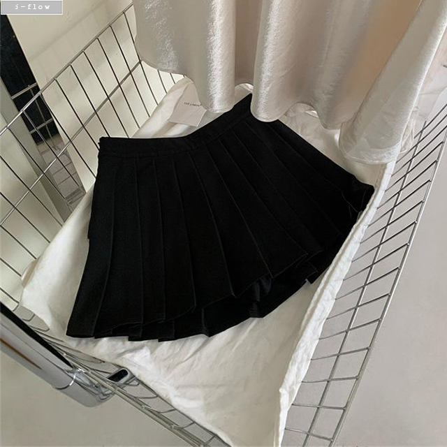 푸린 플리츠 주름 A라인 미니 스커트 (블랙) M,L 봄 가을 코튼 하이웨스트 제이플로우 - 상세 이미지 4