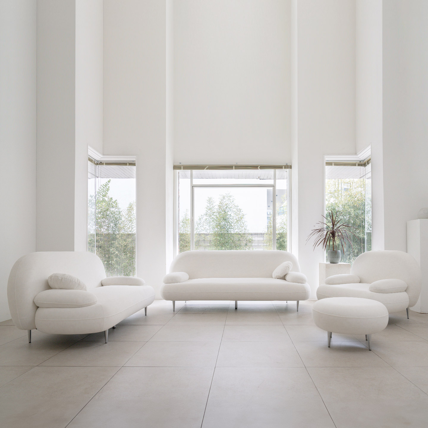 데일리리빙 까유 갤럭시 패브릭 소파 스툴미포함, 아이보리, 2인용