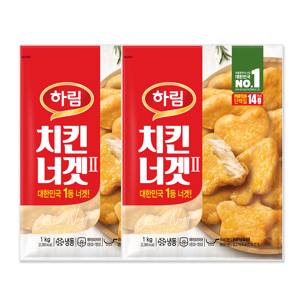 하림 치킨너겟2 1kg 2봉 - 메인 이미지