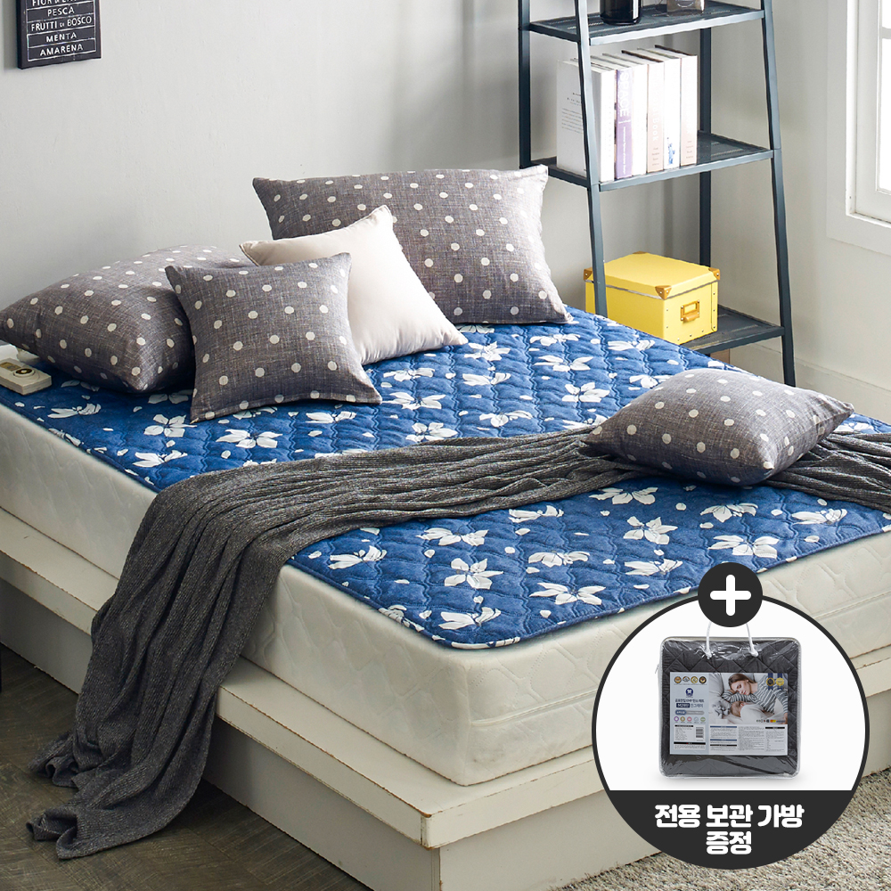곰표한일 워셔블 전기요 온열매트 캠핑 플로라블루 더블